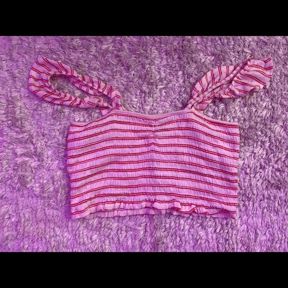 Red and White Striped off the Shoulder